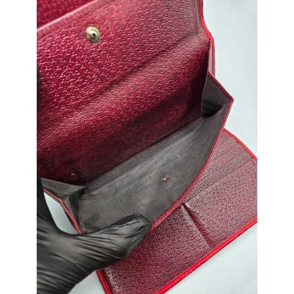 Gucci GG Embossed Continental Wallet Snap‎ Closure Red Leather Authentic - Picture 4 of 11